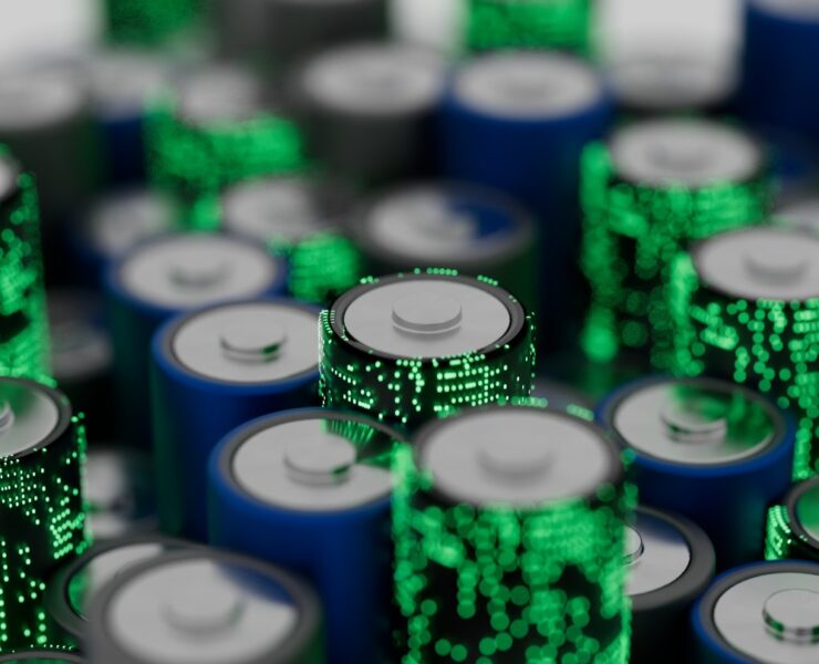 Battery renewable energy innovation EV lithium 3d illustration